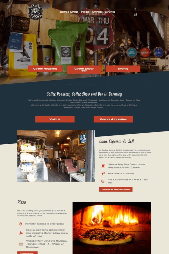 Daddy Beanz Cafe & bar Website Screen Shot 3.2
