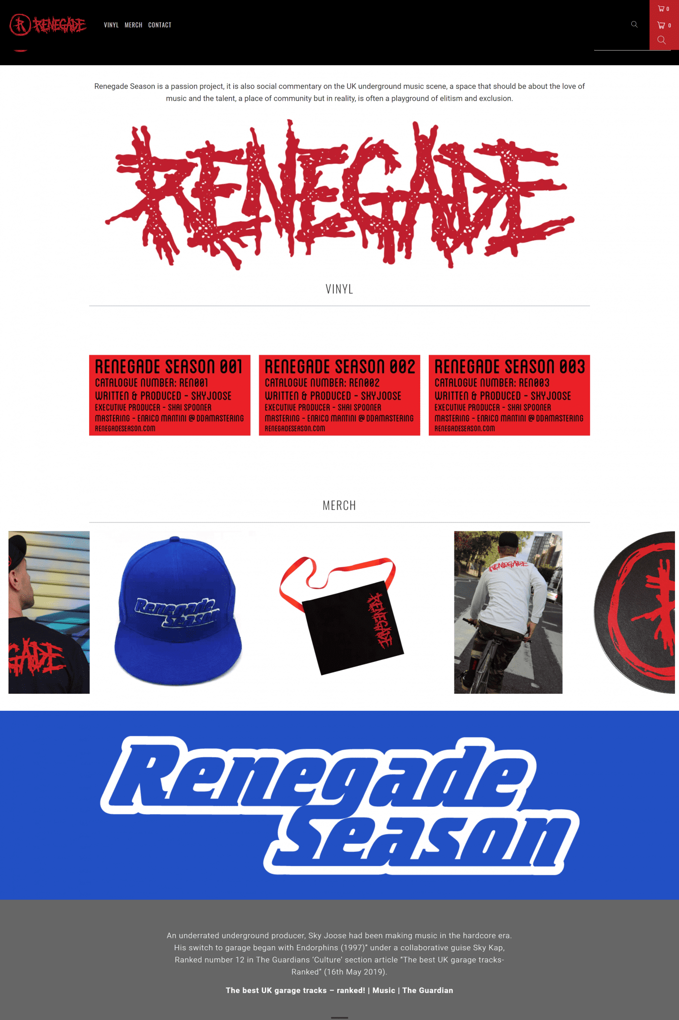 Screen shot of Renegade Season's website