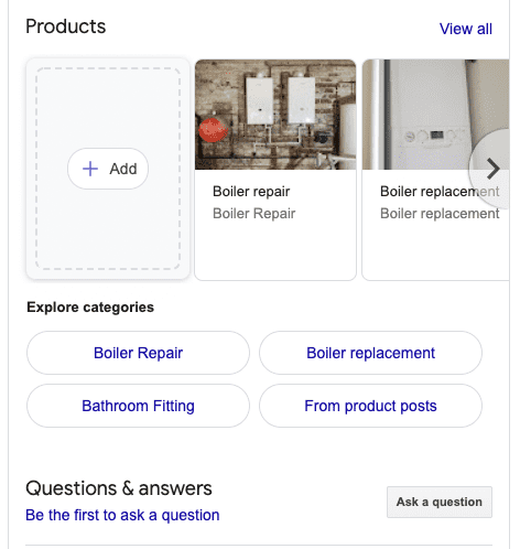 Google business profile services, products and commonly asked questions