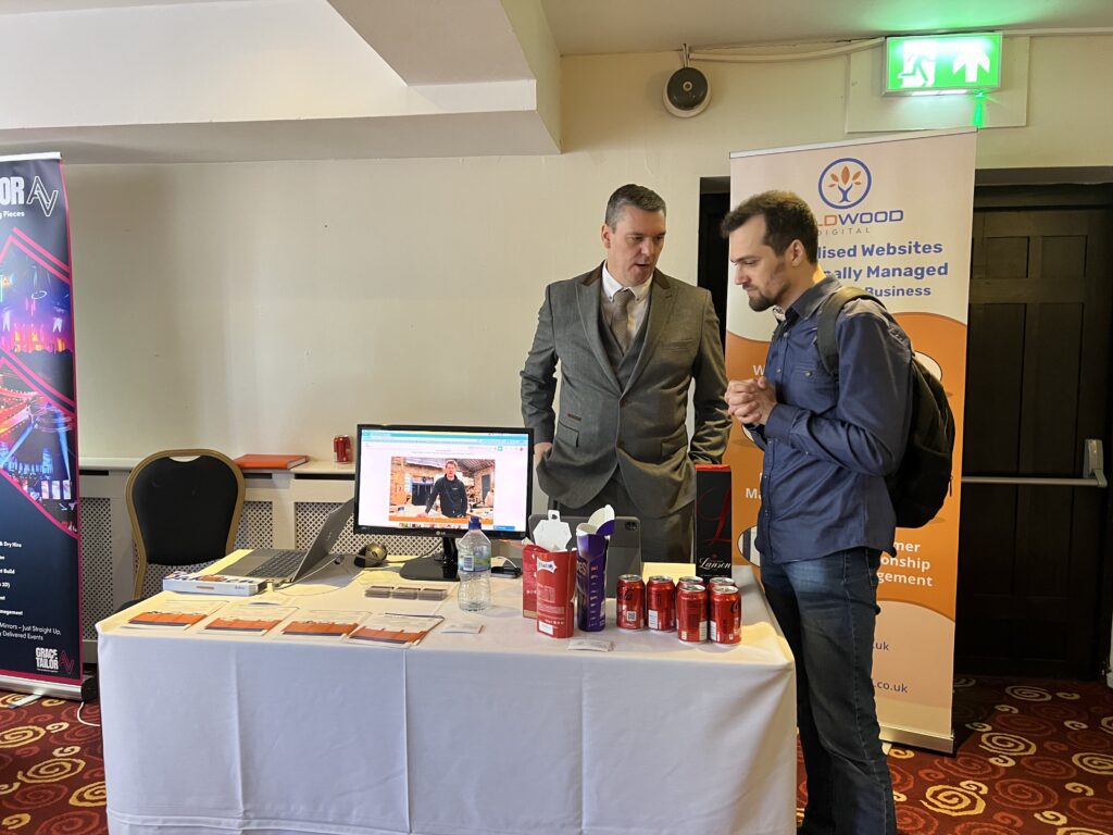 James at the Yorbusiness show in Leeds offering free advice to an attendee